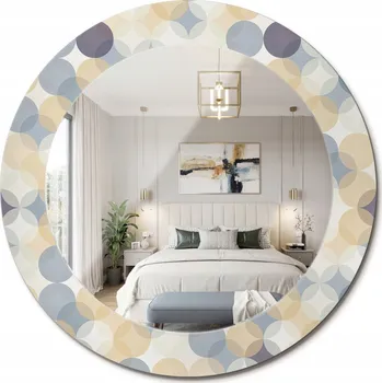 Zrcadlo Zrcadlo nástěnné s ozdobným skleněným rámem Geometrické kruhy průměr 60 cm