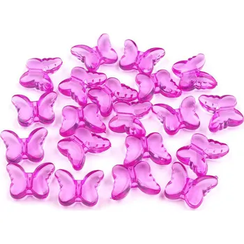 Dětské navlékací korálky Plastové korálky motýl 15x18 mm, malé, 4 fialová