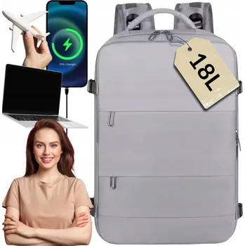 Městský batoh Batoh šedý voděodolný s prostorem pro notebook 18 l 43x31x14 cm