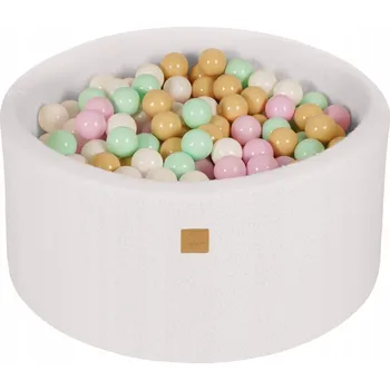 Suchý bazén MeowBaby Suchý Bazén s Míčky 90x40cm/300 míčků, Boucle, Bílý: Pastelo