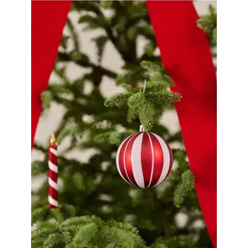 Vánoční dekorace Sinsay - Vánoční koule s proužky 6 pack - červená - 607GG-33X - 607GG-33X-ONE