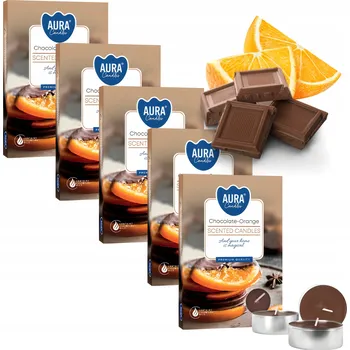 Svíčka VONNÉ SVÍČKY 5KS OHŘÍVAČE AURA SKOŘICE POMERANČ SADA ČAJOVÝCH SVÍČEK