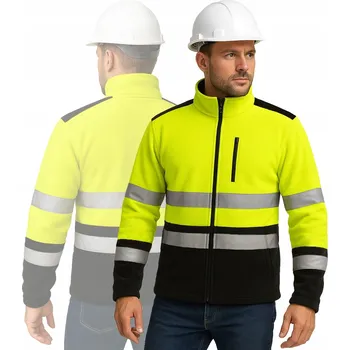 Pánské oblečení PÁNSKÁ VÝSTRAŽNÁ PRACOVNÍ MIKINA MIKINA FLEECOVÁ, REFLEXNÍ PRACOVNÍ MIKINA NA ZIMU