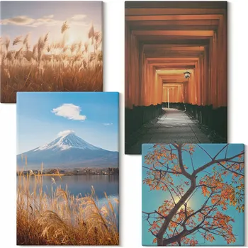 Obraz Sada obrazů na plátně Japonská krajina příroda 4 kusy
