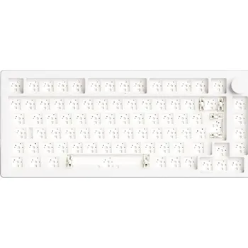Mechanická ISO klávesnice bez kláves s RGB podsvícením, 90 modrých spínačů, 8000 mAh baterie, USB, 2,4GHz a USB-C připojení bílá