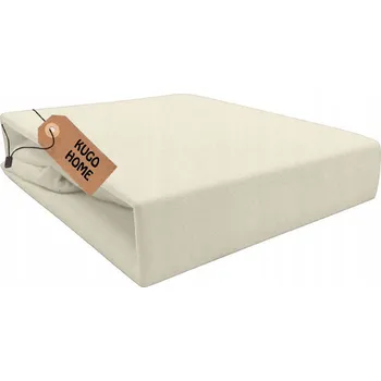 Prostěradlo PROSTĚRADLO JERSEY S GUMIČKOU 180 x 200 cm BAVLNA KRÉMOVÁ BARVA KUGO HOME