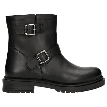Dámské polobotky Černé Kotníkové Boty V Biker Stylu Se Stříbrnými Přezkami Wojas 5537051 37