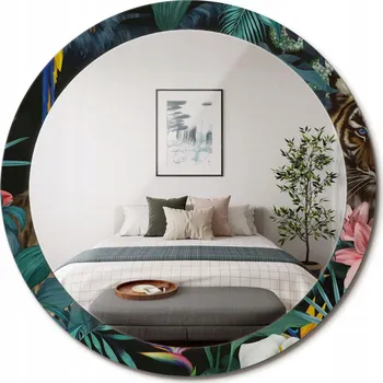 Zrcadlo Zrcadlo s potiskem do koupelny, kuchyně, předsíně - Džungle vintage, průměr 90 cm