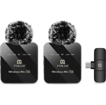 Mikrofon PULUZ - Bezdrátový klopový mikrofon 2v1 2,4 GHz Type-C (vč. baterie)