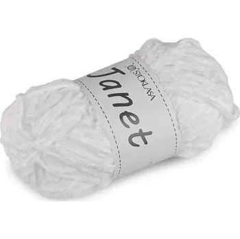 Příze Pletací žinylková příze Janet 100 g, barva 1 bílá