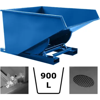Odpadkový koš Výklopný kontejner (přepravník) 900 l, s výpustným kohoutem, modrá