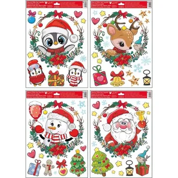 Okenní dekorace Vánoční okenní fólie - Věnečky - 30 x 42 cm - 282