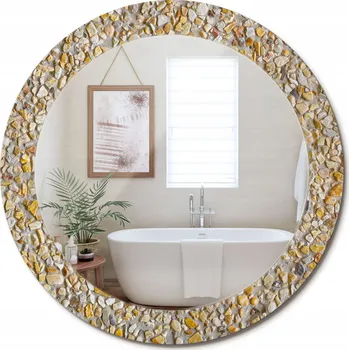 Zrcadlo Zrcadlo s potiskem do koupelny do předsíně, kuchyně, vzor lastrik, průměr 70 cm
