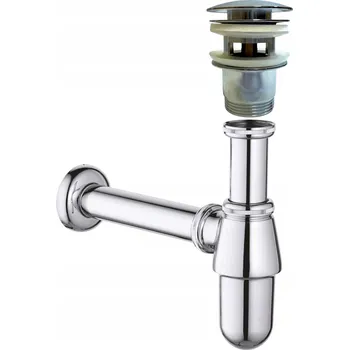 Sifon SADA: UMYVADLOVÝ SIFON PRO UMYVADLO + ZÁTKA KLIK-KLAK S PŘEPADEM CHROMOVANÁ