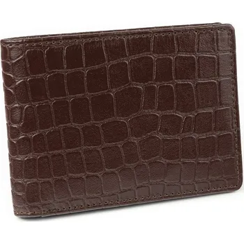 Peněženka Pánská kožená peněženka SLIM na bundu (hnědá, Croco) - SM-93CRBR
