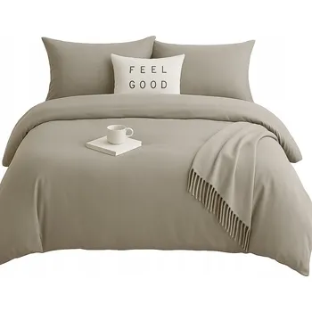 Povlečení Povlečení 200x220 Mikrovlákno + 2 Povlaky na Polštáře Sada na Zip – světle šedá