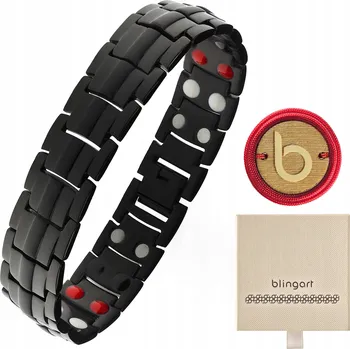 Náramek Magnetický náramek pánský zdravotní černý masivní ocel 316L BLINGART