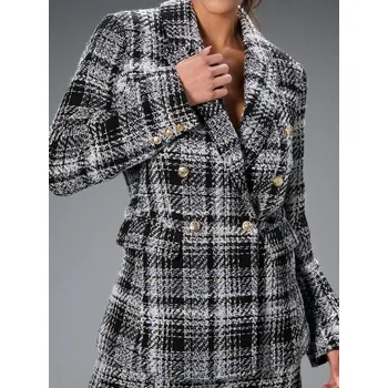 Dámská móda Sinsay - Kostkovaný blejzr - černá - 763FI-99X - 763FI-99X-XXL