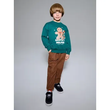 Chlapecké kalhoty Sinsay - Manšestrové jogger kalhoty s zateplením - tmavě hnědá - 205GS-89X - 205GS-89X-128