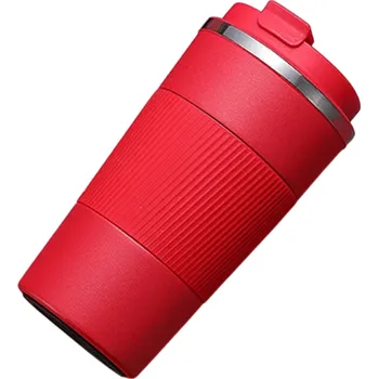Termohrnek Termohrnek 380 ml Nerezová vakuově izolovaná cestovní termoska 14,5 x 7 cm Přenosný hrnek na kávu a čaj s udržením teploty nápoje červená