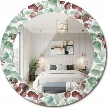 Zrcadlo Kulaté nástěnné dekorativní zrcadlo v rámu ze skla Eukalyptus, průměr 60 cm