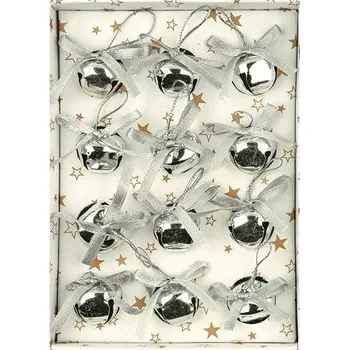 Vánoce Rolničky v krabičce - 2 cm - stříbrné - 12 ks - 1729-02