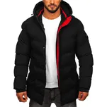 Pánská bunda Denley černá parka s kapucí do půlky stehen, syntetická