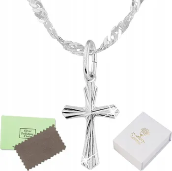 Náhrdelník NASZYJNIK SREBRNY KRZYŻ SVATÉ PŘIJÍMÁNÍ CHRZEST STŘÍBRO 925