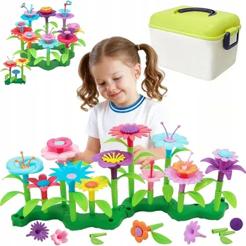 ostatní stavebnice STAVEBNICE KONSTRUKČNÍ KVĚTINY V KUFŘÍKU PRO STAVBU ZAHRADY ZVÍŘATA 134 DÍLŮ