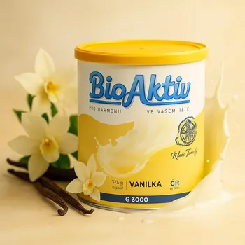 BIOAKTIV KLASIK Family – vanilka, prášek 375 g | Global 3000. (Doplněk stravy v prášku se sladidlem a s kulturou Lactobacillus acidophilus - příchuť vanilka.)