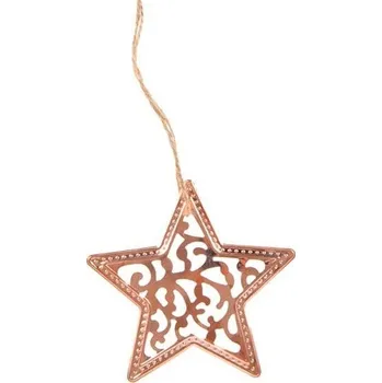 Vánoce Závěsná kovová hvězda - měděná - 9 cm - 6 ks - 8885537