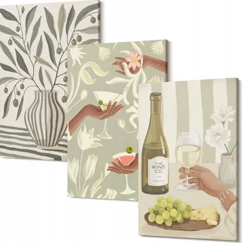 Obraz Sada obrazů na zeď Květiny olivové koktejly rustikální styl 30x20 cm