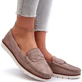 Dámské mokasíny Dámské mokasíny z eko semiše klasické módní zlaté 42