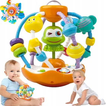 Hračka pro nejmenší EDUKAČNÍ CHRASTÍTKO ZATOČENÁ ŽABIČKA MLUVÍ ZPÍVÁ SVÍTÍ HRAJE VZDĚLÁVACÍ