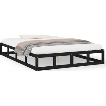 Postel VidaXL Rám postele, černý kov a masivní dubové dřevo, 180 x 200 cm