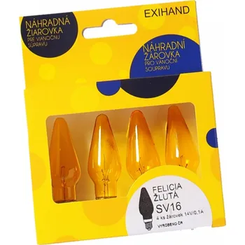 Vánoční dekorace Vánoční žárovky FELICIA E-10 14V/0,1A svíčky 4ks žluté (blistr)
