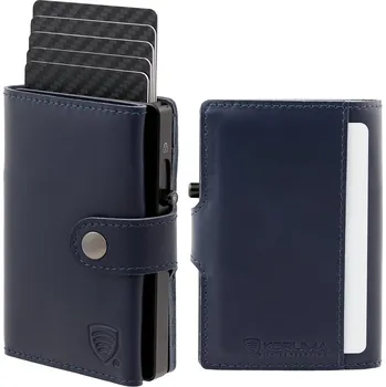 KORUMA Pánská Kožená Peněženka S Vnější Kapsou Na Karty A Hliníkovým Pouzdrem tmavě modrá