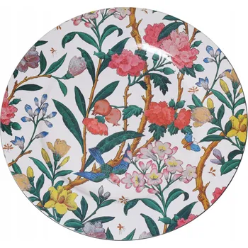 Talíř Bílý ozdobný talíř pod talíř s květinovým vzorem