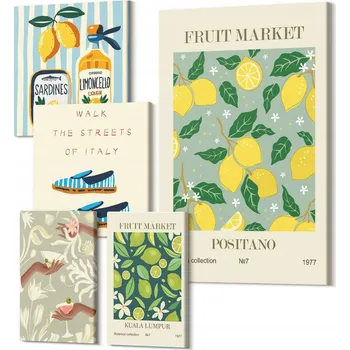 Obraz Sada obrazů na plátně na zeď do bytu - Ovocné vintage inspirace