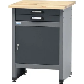 Konferenční stolek Odkládací stolek Küpper 600 x 840 x 600 mm 2 zásuvky 1 dvířka antracit šedá