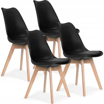 Jídelní židle Židle ModernHome pravá kůže černá 4 ks