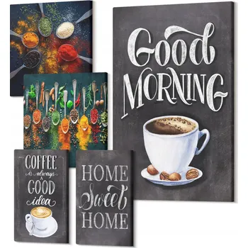 Obraz Sada Dekorací na Zeď Obraz Na Plátně Kávové Motivy pro Milovníky Kávy