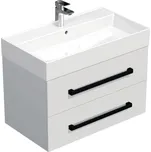 Swiss aqua technologies Koupelnová skříňka s černou úchytkou a umyvadlem SAT Cube Way 80x53x46 cm bílá lesk CUBE46C802BISAT