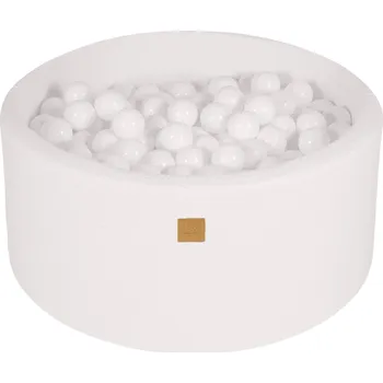 Suchý bazén MeowBaby Suchý bazén s míčky 90x40cm/300 míčků, Boucle, Bílý: Bílá
