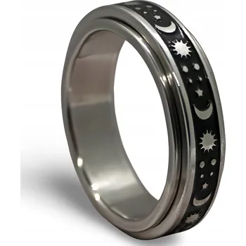 Prsten Prstýnek (otočný) s motivem Slunce, Měsíce a Hvězd černý