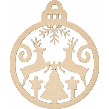 Vánoční dekorace DŘEVĚNÁ VÁNOČNÍ KOULE NA VÁNOČNÍ STROMEK DVA SOBÍCI