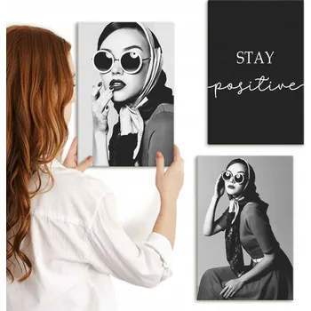 Obraz Sada obrazů na zeď Stylové portréty žen v brýlích 3x 20x30 cm