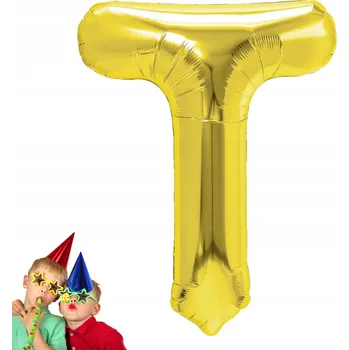 Balónek Fóliový balónek zlaté písmeno T 40 cm pro vytvoření nápisu narozeniny oslava