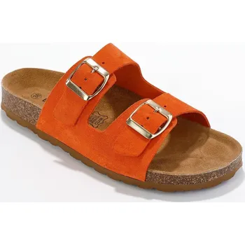 Dámské pantofle Kožené pantofle se 2 sponami oranžová 37