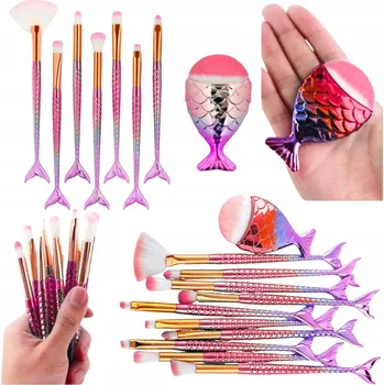 Kosmetický štětec Sada štětců na líčení Syreni Ocas 11 Ks Duhové